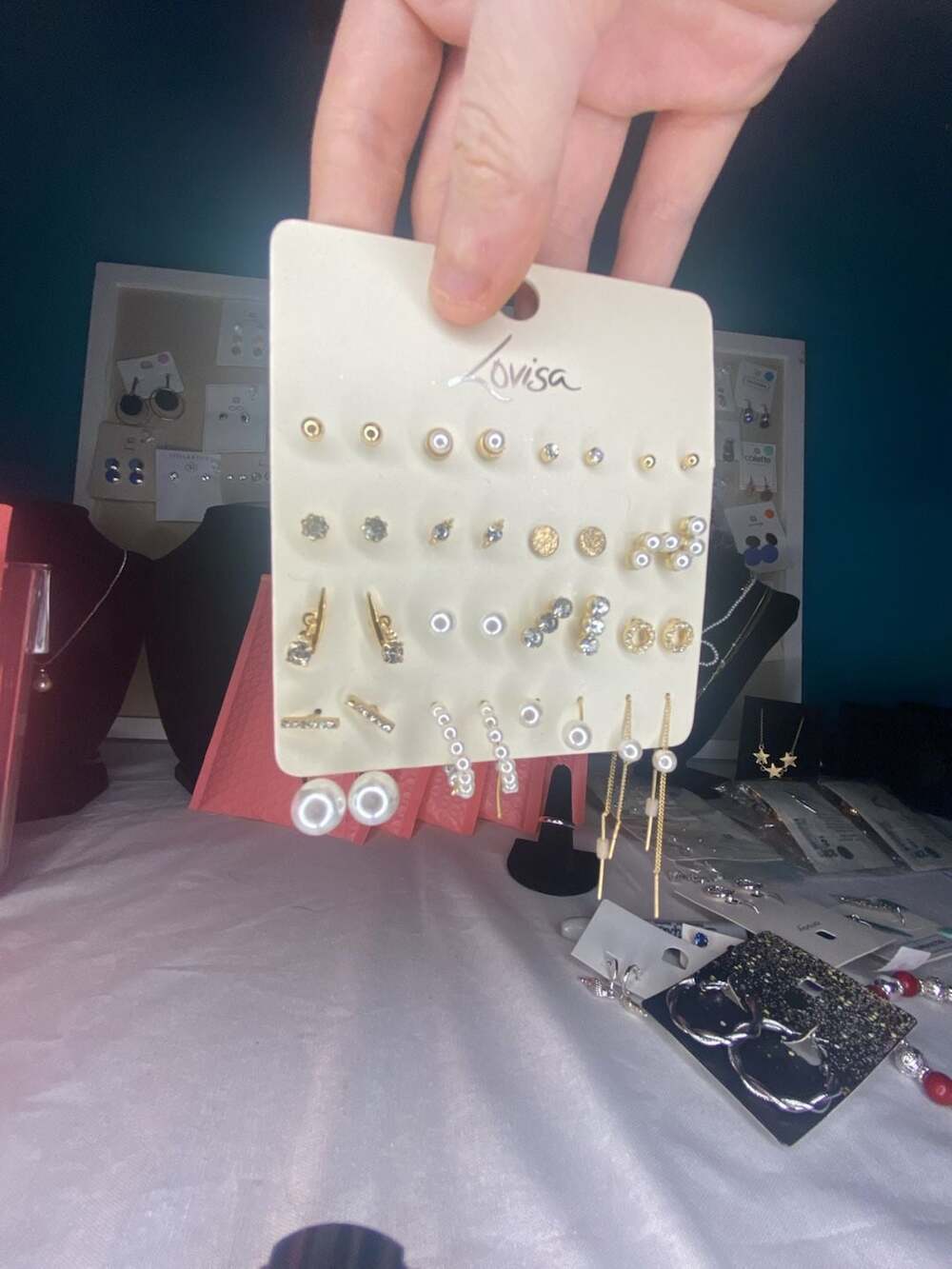 Lovisa Gold Pearl Diamante Earring Set